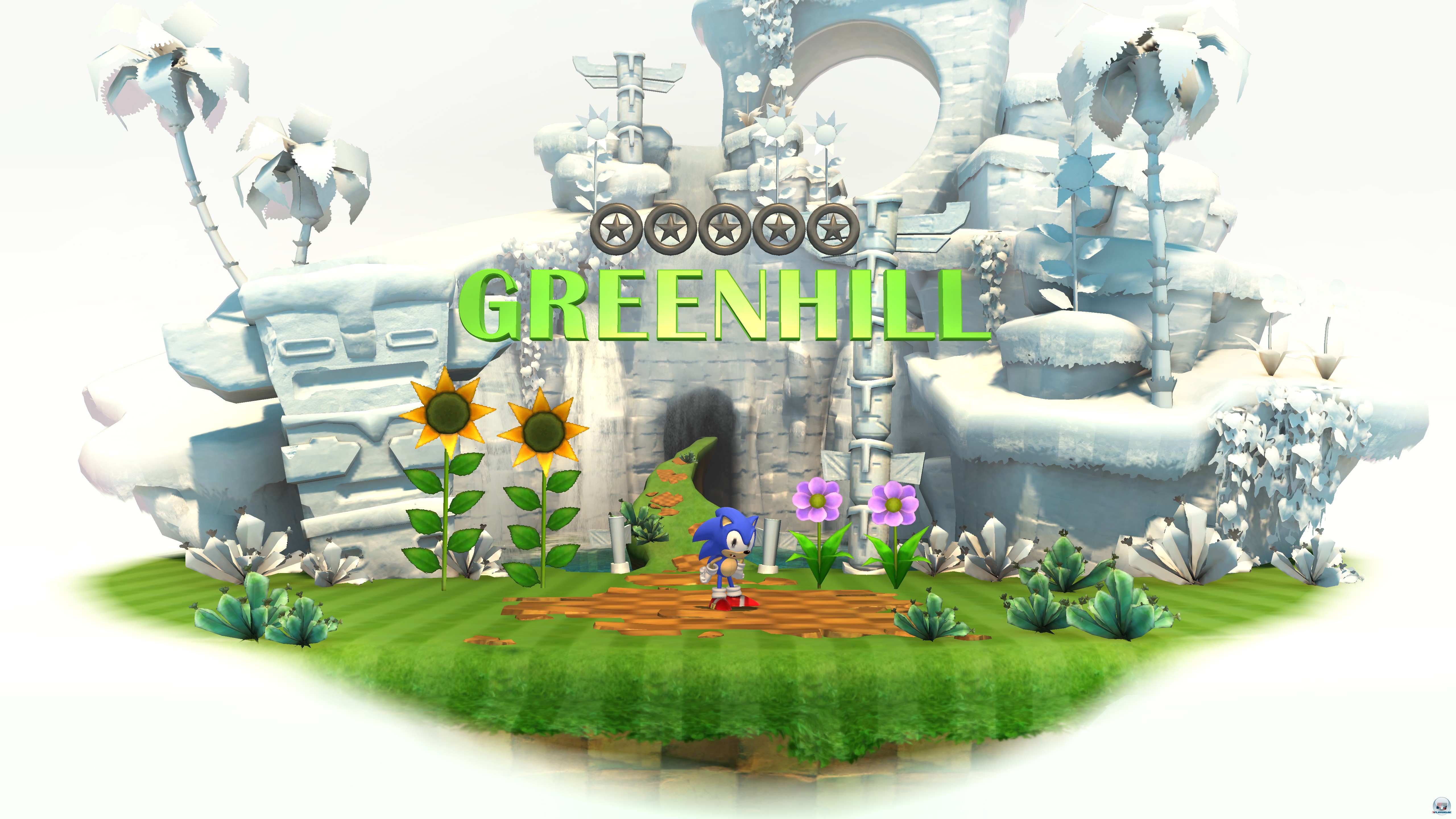 Der Startpunkt: In der schneewei�en Zeitloch-Oberwelt trifft Sonic auf alte Bekannte und verleiht den Levels nach und nach Farbe.