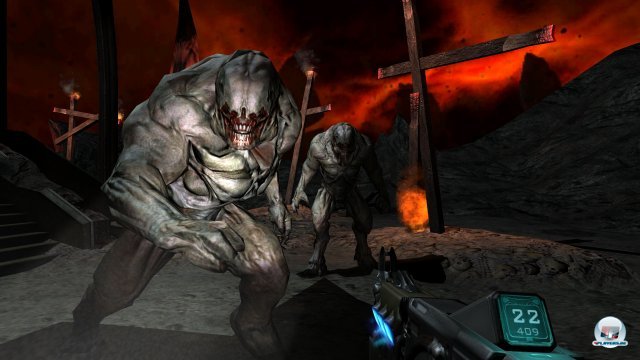Doom 3 - "das schönste spielbare Schwarz aller 3D-Shooter" (Fazit im damaligen 4P-Test). Die BFG-Edition möbelt die Grafik in vielerlei Hinsicht auf, u.a. wird das Spiel heller. Doom 3 - "das schönste spielbare Schwarz aller 3D-Shooter" (Fazit im damaligen 4P-Test). Die BFG-Edition möbelt die Grafik in vielerlei Hinsicht auf, u.a. wird das Spiel heller.