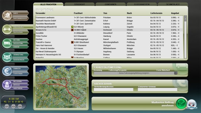 Die Haupttätigkeit ist in etwa so spannend wie ein echter Job bei der Spedition. Die Haupttätigkeit ist in etwa so spannend wie ein echter Job bei der Spedition.