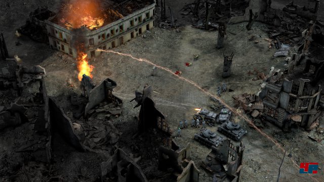 Infanteristen können ebenfalls Häuser besetzen und sich darin verschanzen. Das Wetter kann sich in einer Mission übrigens dynamisch verändern. Regen kann z.B. den Boden aufweichen und damit das Tempo von Fahrzeugen verringert.
